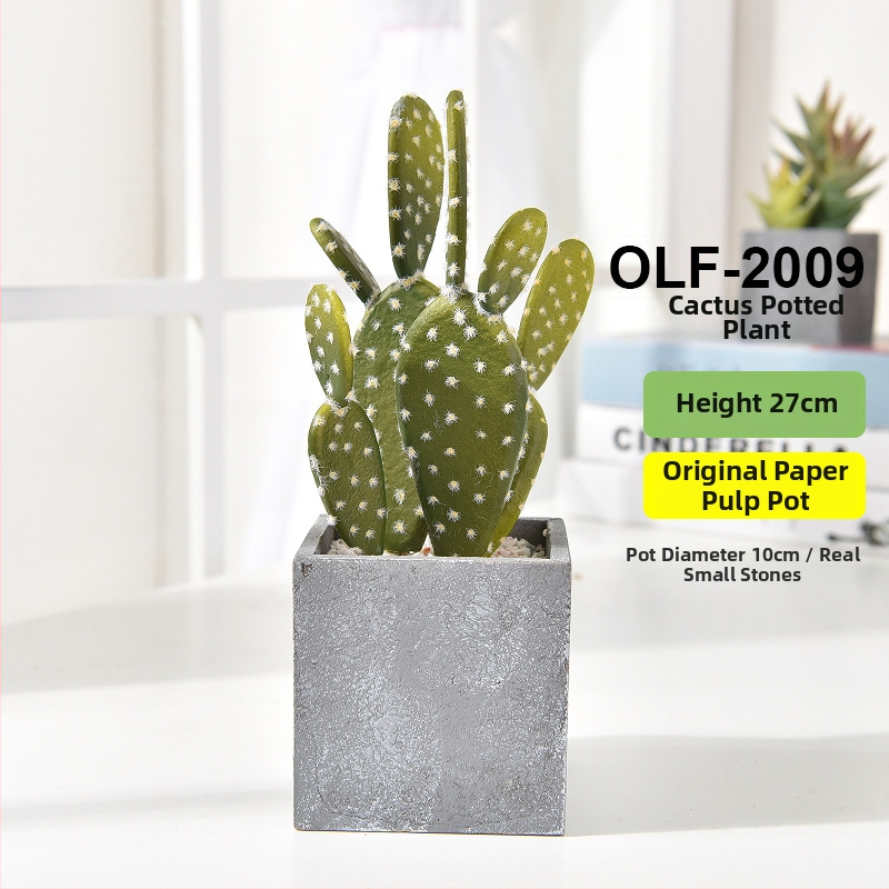 Retro dirbtinis kaktusas bonsai betono vazonėlyje biurui • Prekės ženklas Olif • Medžiaga PU • Amatas: Kita • Tipas: Kaktusas