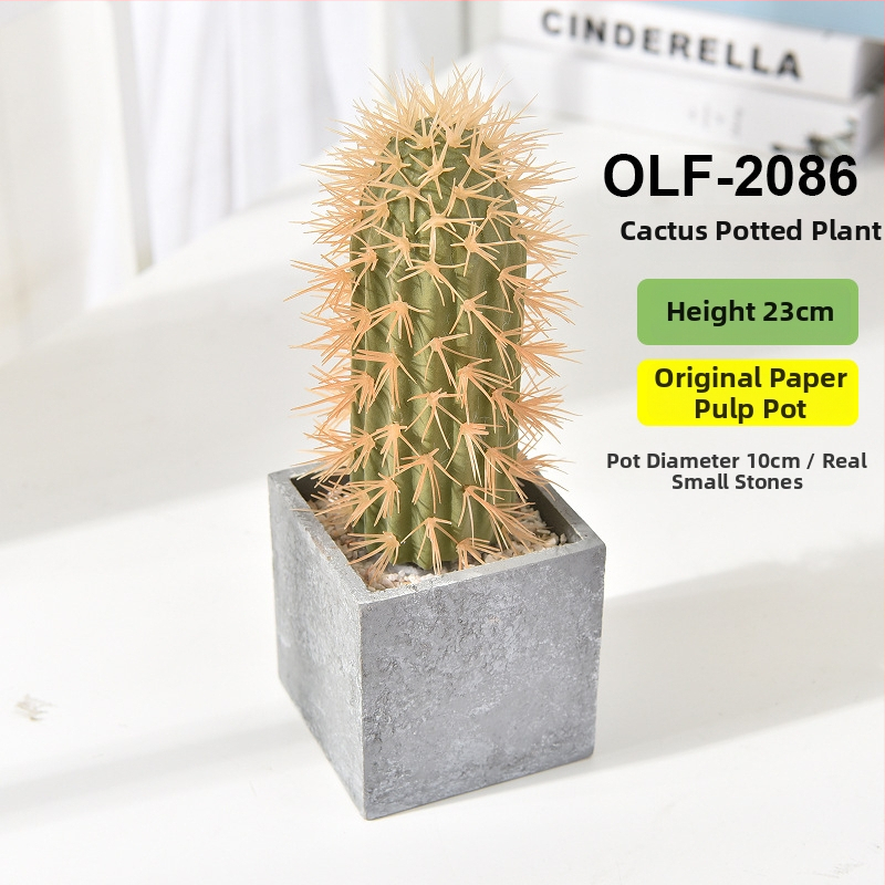 Retro dirbtinis kaktusas bonsai betono vazonėlyje biurui • Prekės ženklas Olif • Medžiaga PU • Amatas: Kita • Tipas: Kaktusas
