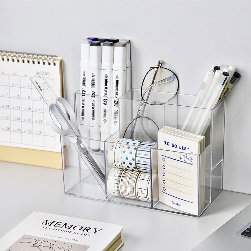 Държач за писалките на бюрото, пластмасов квадратен организатор, модел 9390, Shengwang