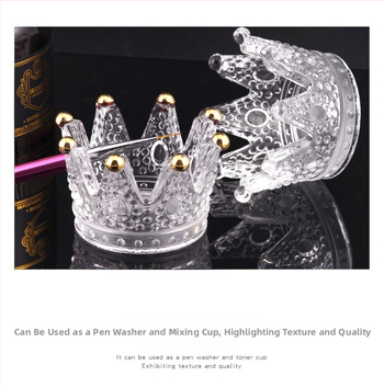 Stiklinis nagų dailės įrankių laikiklis su senovine karūnos reljefu, japonų stiliaus, krištolo puodelis ir plovimo funkcija (grynoji masė 150 g)