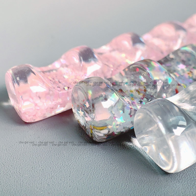 Japonų stiliaus nagų dailės laikiklis iš storojo mišinio, storesnis ir platesnis dizainas, 5 skyriai kristalų juostoms laikyti; Prekės ženklas: che gel; Neto turinys: 0.5; Licencijuota privata etikete: Taip