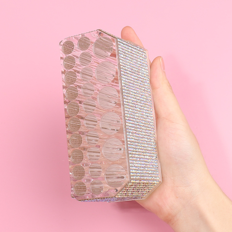 Akrilinė makiažo pieštukų laikiklis su 26 skylėmis, skaidrus, su didelėmis skylėmis antakių ir akių pieštukams, laikymo ir demonstravimo stendas