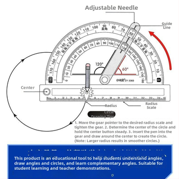 Neli ühes: mitmekülgne nurga mõõtmise tööriist koos transportöriga, joonestus kompas ja täpne mõõtmisriist, plastikust