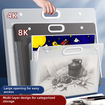 Piešinių laikymo krepšys – plastikas, Dehong, 3 sluoksniai, 4 skyreliai