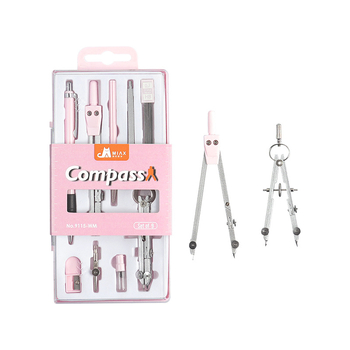 Mokiniams skirtas piešimo kompasų rinkinys, metalinis devynių dalių rinkinys, Duckbill rašiklis dizainui ir egzaminams