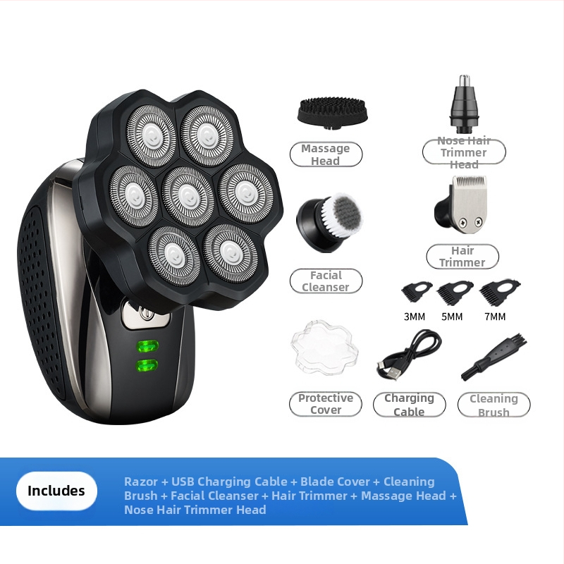 Elektriskais skuveklis plikām galvām ar plūstošu riņķveida galvu, pilnīgi mazgājamā visa ķermeņa, modelis 310, iebūvētā baterija 500–800 mAh, darbības laiks 60+ min