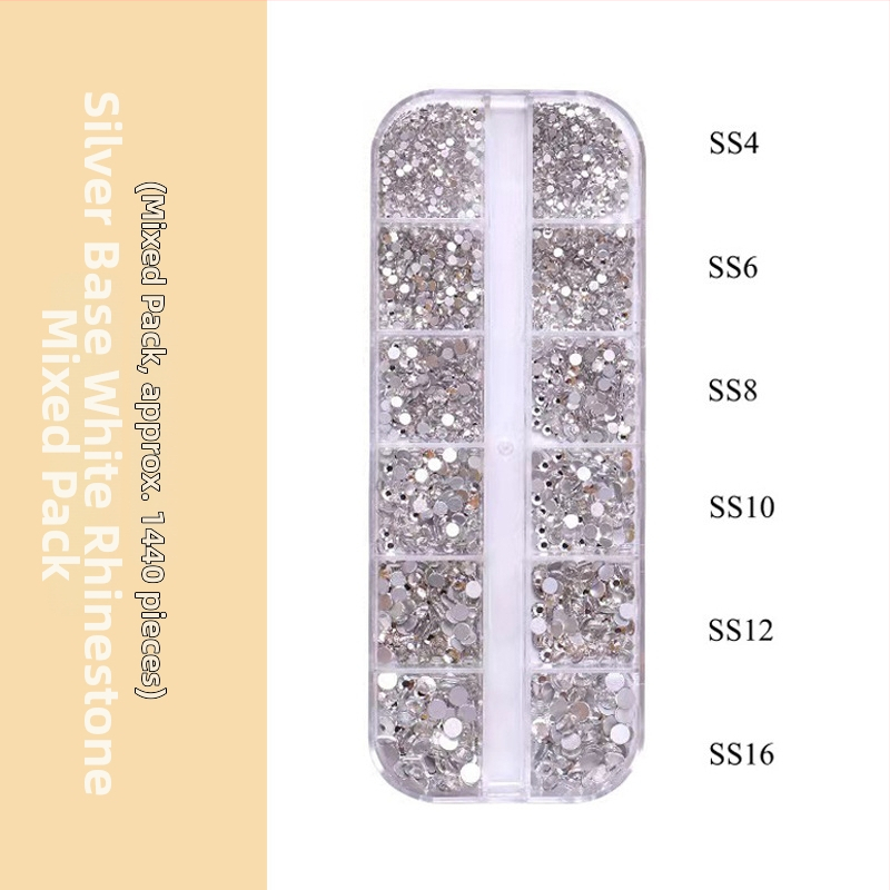 Stiklo nagų rhinestones – Princess Series, 30 g, 12 paketų mišinys, Yiwu kilmė
