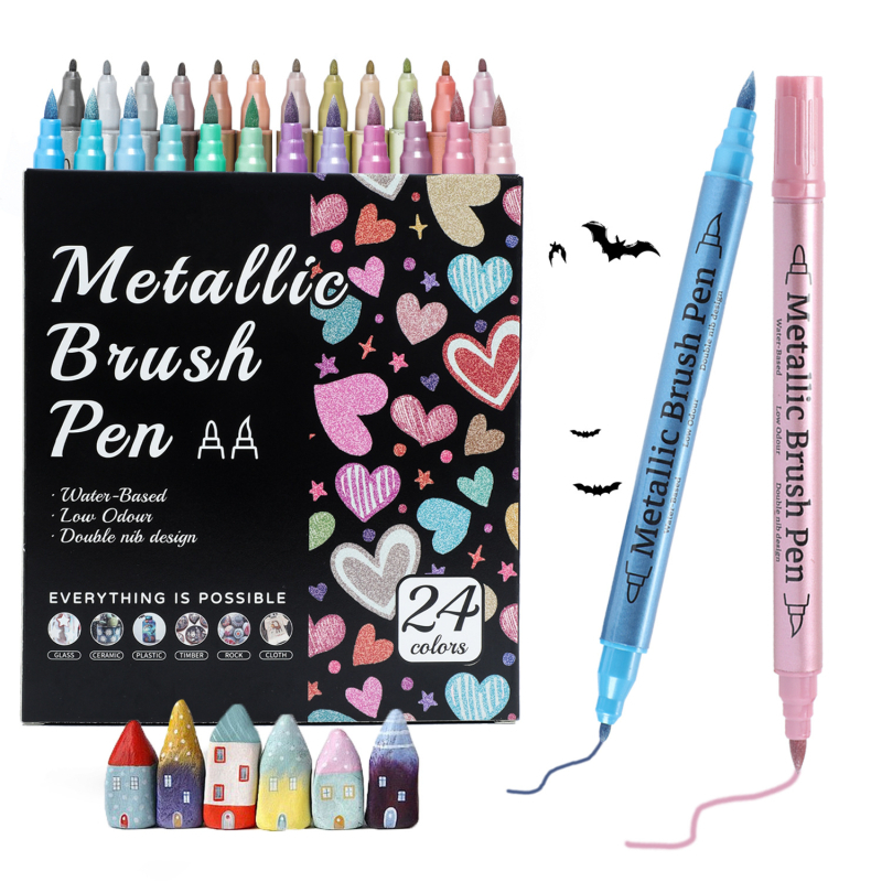 Topeltpeaga marker metallilise akrüül-inkeriga, graffiti sädelusega – veekindel ja pleekimata