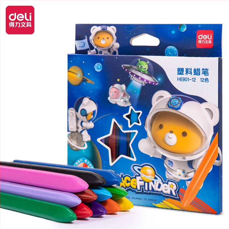 Дели HE901 триъгълен пластмасов молив за рисуване, серия Astronaut, корпус от картон