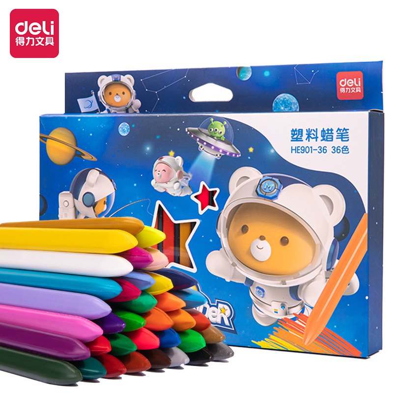 Дели HE901 триъгълен пластмасов молив за рисуване, серия Astronaut, корпус от картон