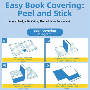 Pašlīmējošs grāmatas vāciņš — PVC, videi draudzīgs, bez līmes atlikumiem, bez smaržas, priekš sākumskolas skolēniem