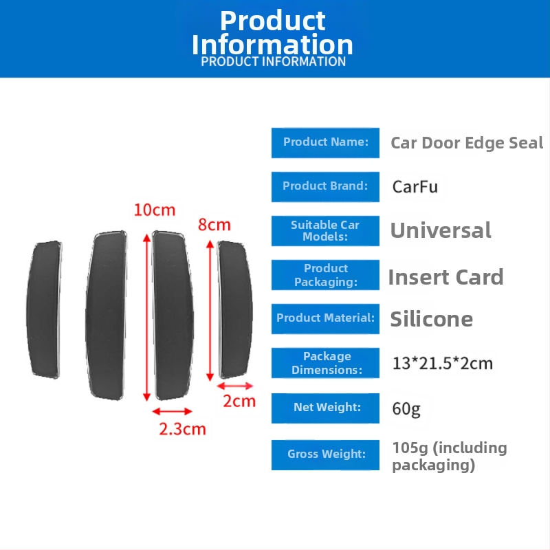 Silikoonist auto ukse serva kaitselint, paksenenud ja kulumiskindel, mudel AC-715A, universaalne sobivus, kaubamärk carfu