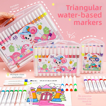 Vesepõhised markerid suure mahutavusega ja pehme otsaga lasteaia kunstile — Firewo