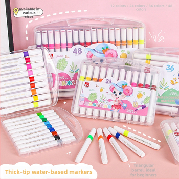 Vesepõhised markerid suure mahutavusega ja pehme otsaga lasteaia kunstile — Firewo