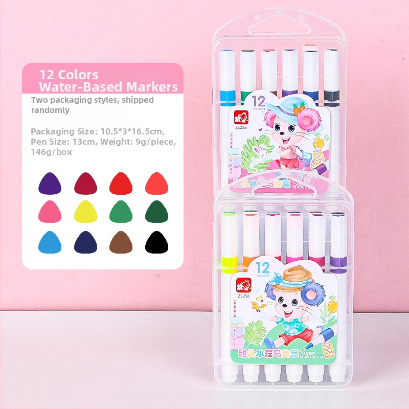 Vesepõhised markerid suure mahutavusega ja pehme otsaga lasteaia kunstile — Firewo