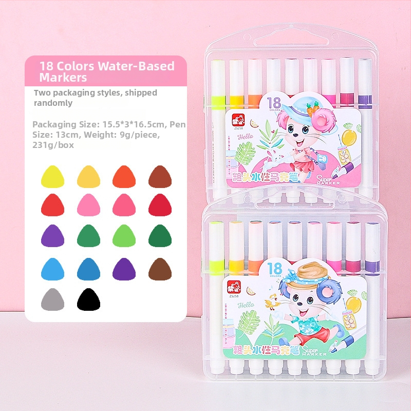 Vesepõhised markerid suure mahutavusega ja pehme otsaga lasteaia kunstile — Firewo