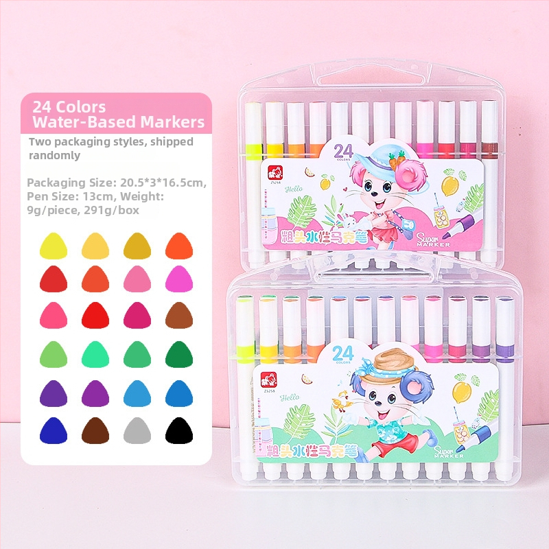 Vesepõhised markerid suure mahutavusega ja pehme otsaga lasteaia kunstile — Firewo