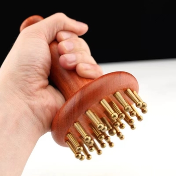 Meridiaani massaažiharja puidust käepidemega – Braziliast roosipuust, kogu keha massaaž, kõhule ja sääredele, üldiseks kasutamiseks