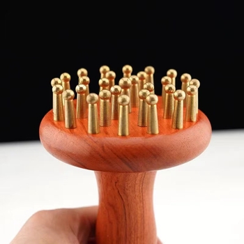 Meridiaani massaažiharja puidust käepidemega – Braziliast roosipuust, kogu keha massaaž, kõhule ja sääredele, üldiseks kasutamiseks