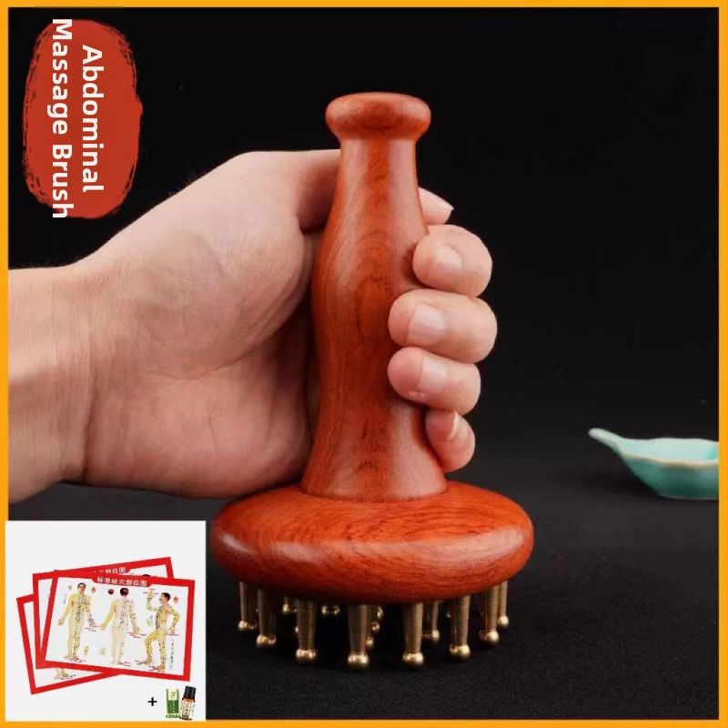 Meridiaani massaažiharja puidust käepidemega – Braziliast roosipuust, kogu keha massaaž, kõhule ja sääredele, üldiseks kasutamiseks