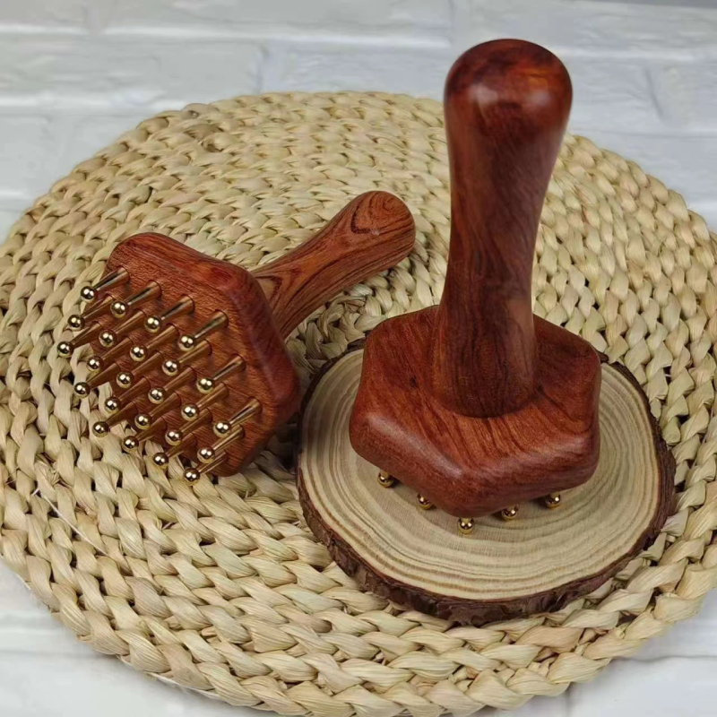 Meridiaani massaažiharja puidust käepidemega – Braziliast roosipuust, kogu keha massaaž, kõhule ja sääredele, üldiseks kasutamiseks