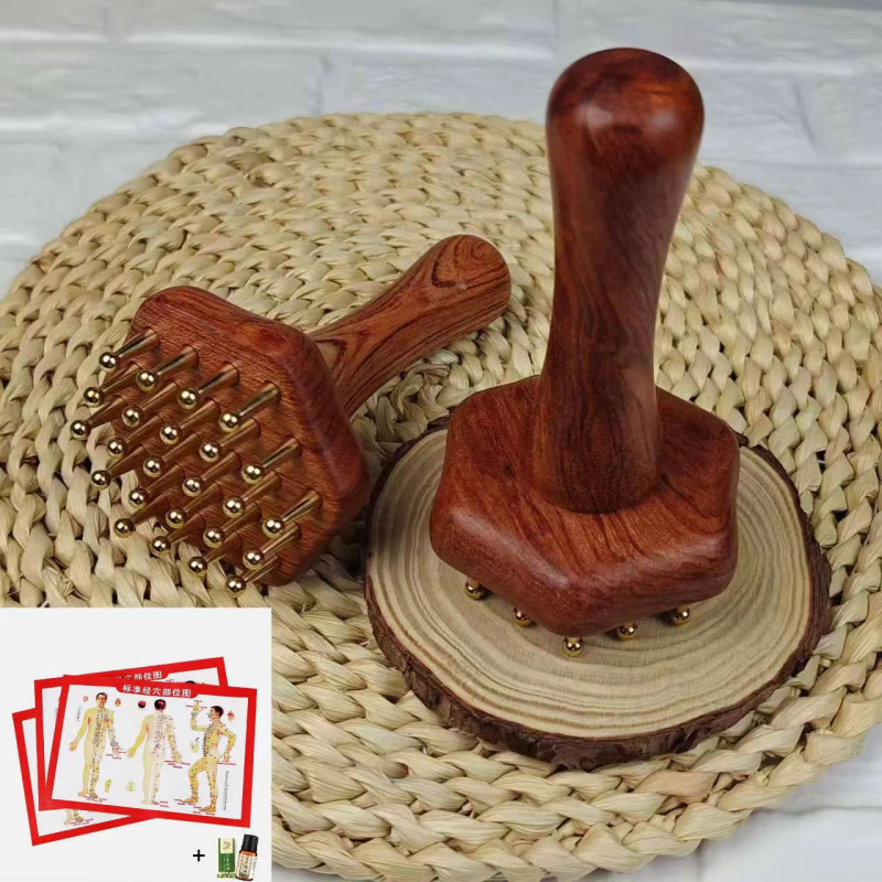 Meridiaani massaažiharja puidust käepidemega – Braziliast roosipuust, kogu keha massaaž, kõhule ja sääredele, üldiseks kasutamiseks