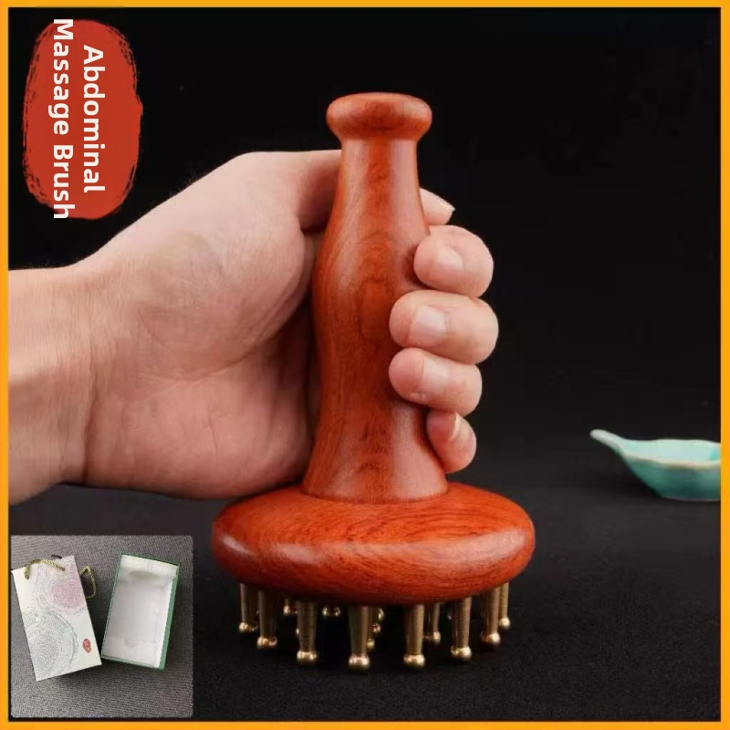 Meridiaani massaažiharja puidust käepidemega – Braziliast roosipuust, kogu keha massaaž, kõhule ja sääredele, üldiseks kasutamiseks