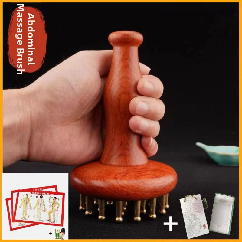 Meridiaani massaažiharja puidust käepidemega – Braziliast roosipuust, kogu keha massaaž, kõhule ja sääredele, üldiseks kasutamiseks