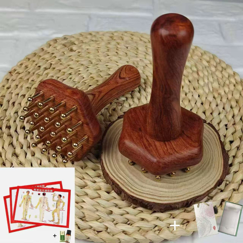 Meridiaani massaažiharja puidust käepidemega – Braziliast roosipuust, kogu keha massaaž, kõhule ja sääredele, üldiseks kasutamiseks