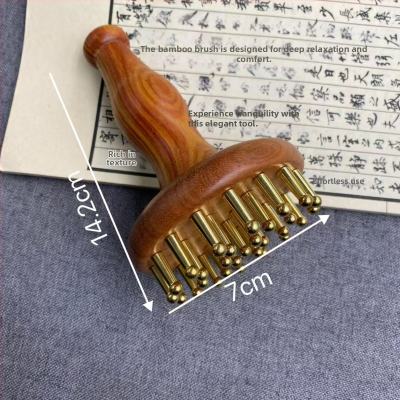 Meridiaani massaažiharja puidust käepidemega – Braziliast roosipuust, kogu keha massaaž, kõhule ja sääredele, üldiseks kasutamiseks