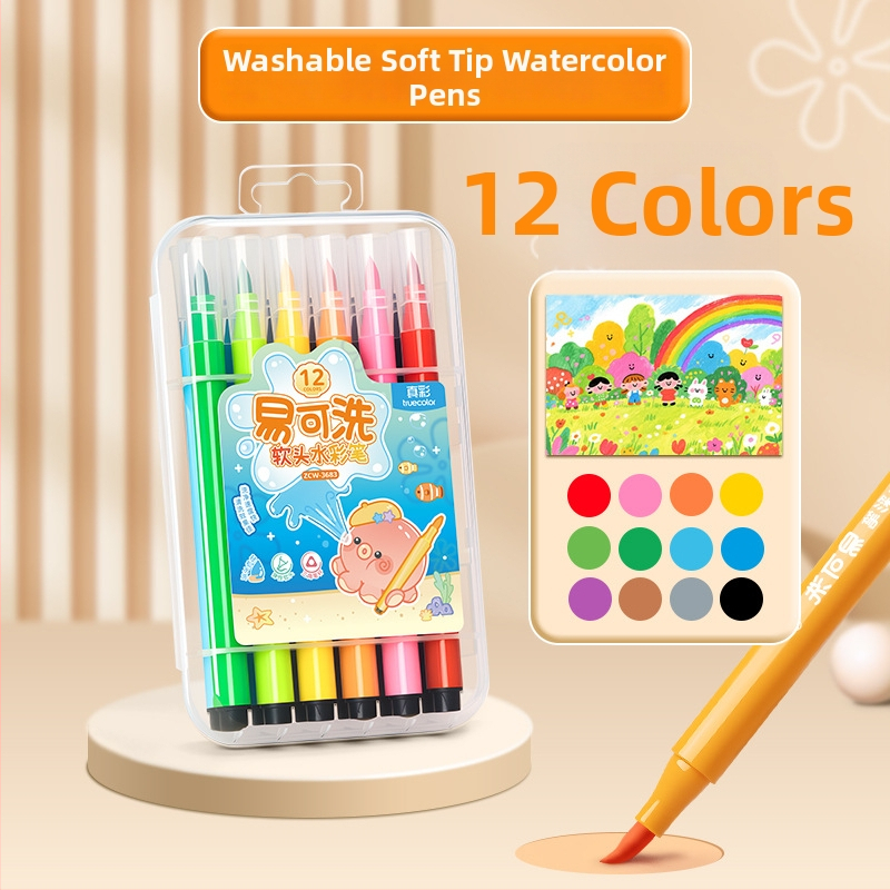 True Color akrüülmarker — pehme ots, akvarellistiil, korduvkasutatav pliiats lastele ja kooliprojektide jaoks