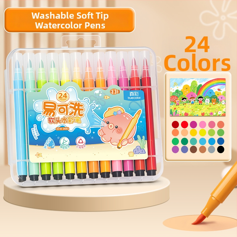 True Color akrüülmarker — pehme ots, akvarellistiil, korduvkasutatav pliiats lastele ja kooliprojektide jaoks