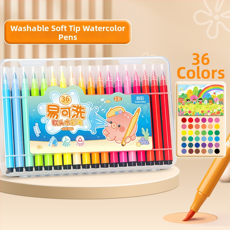 True Color akrüülmarker — pehme ots, akvarellistiil, korduvkasutatav pliiats lastele ja kooliprojektide jaoks