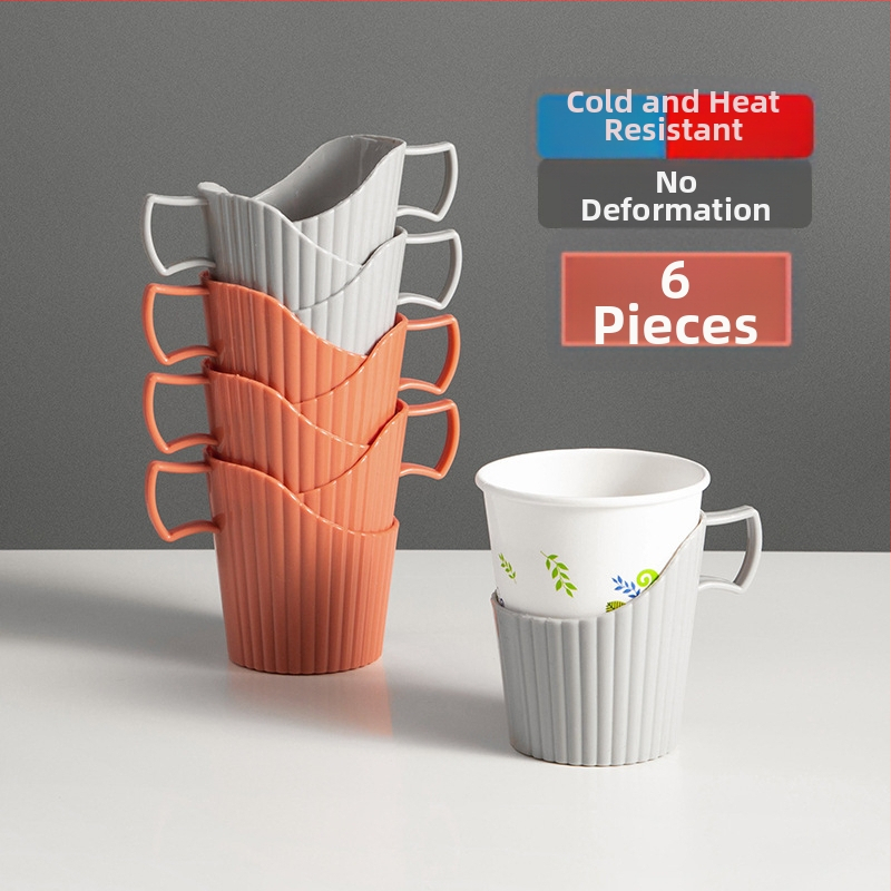 Defu plastikinis puodelio laikiklis, kinų stiliaus, paprastas dizainas, šilumos izoliacija, pakuotė 96 vnt