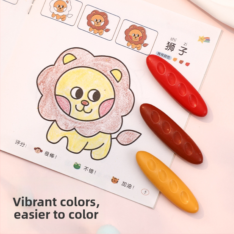 Vaikų plastikiniai pieštukai grafiti piešiniams, žirnio formos, ovalus korpusas, Crayon serija, logotipo spaudas, pritaikymas galimas