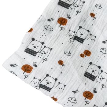 Kahekordne puuvillane musliini kangas, 100% puuvill, trükkimise muster, GB standard, beebide, pijamate ja voodipesu jaoks