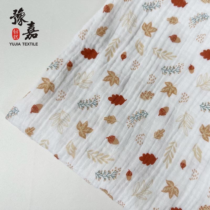 Kahekordne puuvillane musliini kangas, 100% puuvill, trükkimise muster, GB standard, beebide, pijamate ja voodipesu jaoks