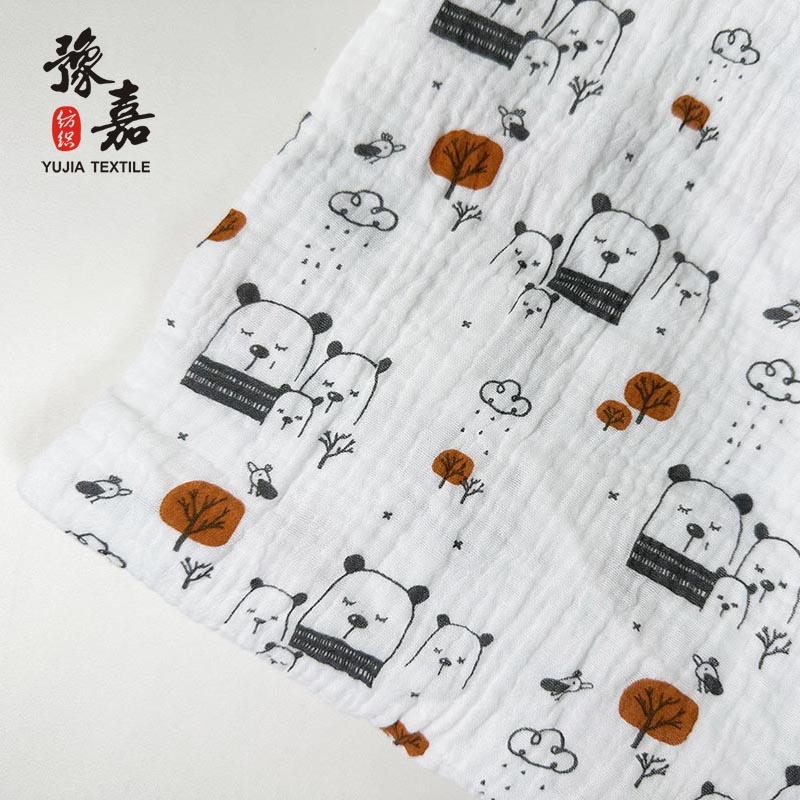 Kahekordne puuvillane musliini kangas, 100% puuvill, trükkimise muster, GB standard, beebide, pijamate ja voodipesu jaoks