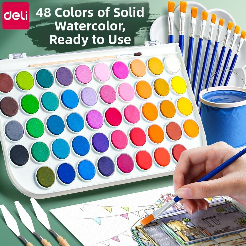 Deli mineraalpigmentidega akvarellide komplekt, kastis algajatele ja lastele