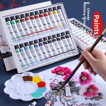 Kaba Bear traditsioonilise hiina maalimise pigmentide komplekt, 12 ml maht, 24-kasti pakend, maalimiseks