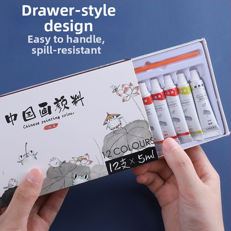 Kaba Bear traditsioonilise hiina maalimise pigmentide komplekt, 12 ml maht, 24-kasti pakend, maalimiseks