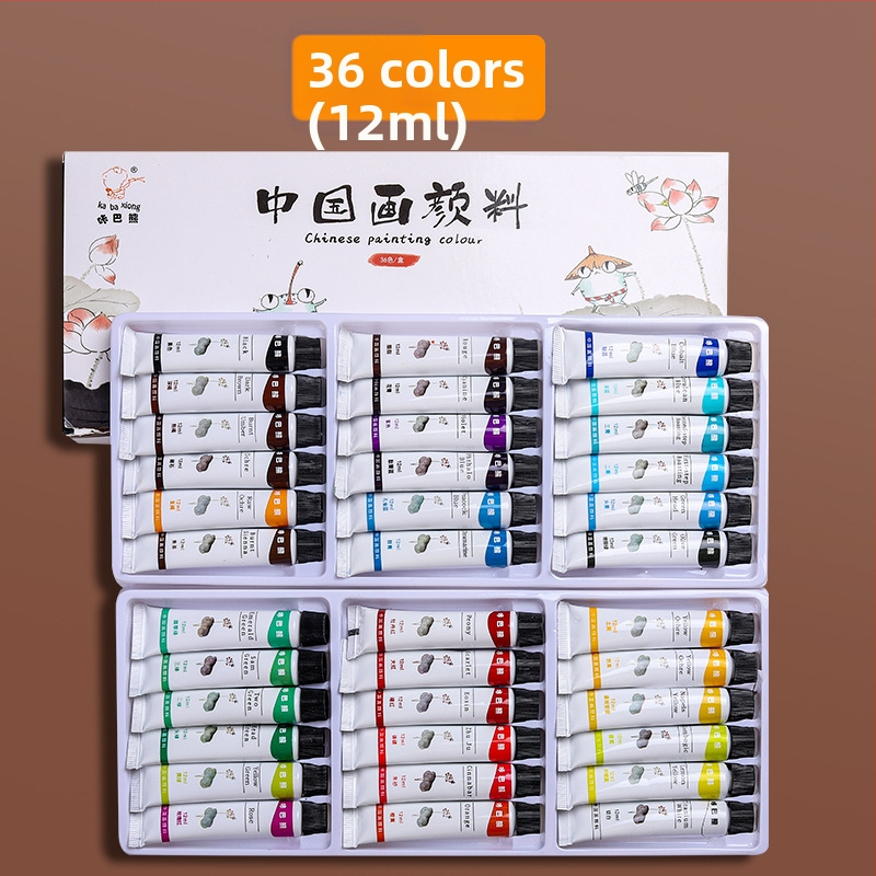 Kaba Bear traditsioonilise hiina maalimise pigmentide komplekt, 12 ml maht, 24-kasti pakend, maalimiseks