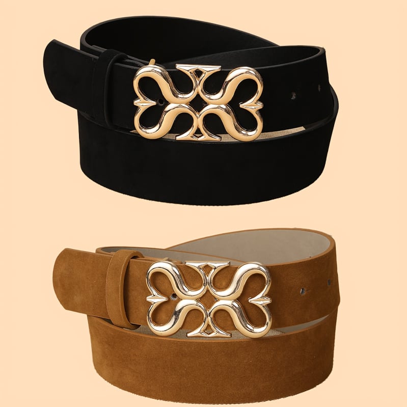 Naiste teksarihm – PU materjal, tsinkisulamist sagtis, kinnituse tüüp: nõelaga klipp, laius 3,8 cm, naha-plastik viimistlus