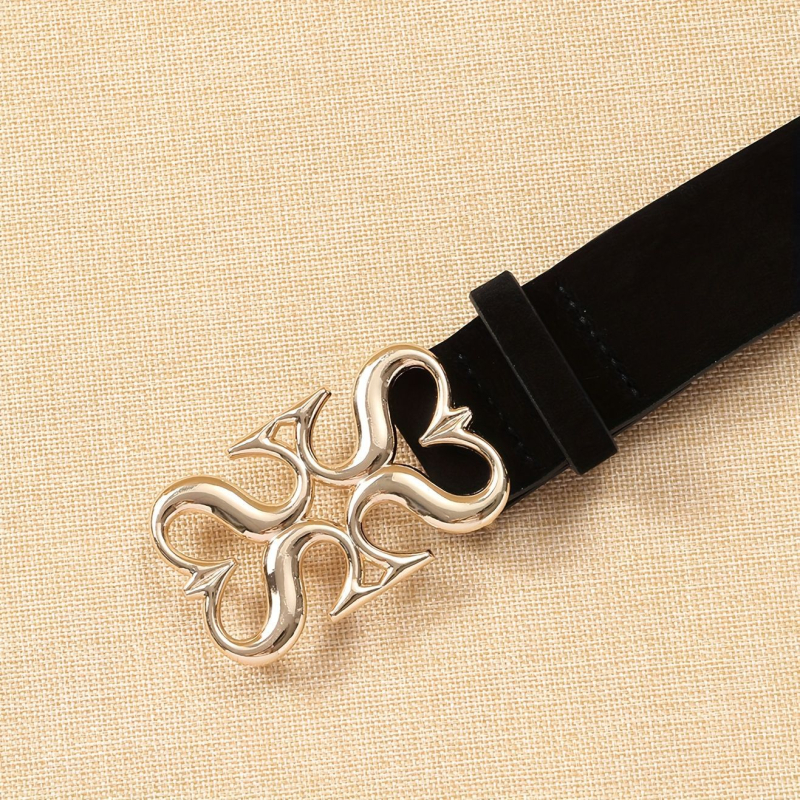 Naiste teksarihm – PU materjal, tsinkisulamist sagtis, kinnituse tüüp: nõelaga klipp, laius 3,8 cm, naha-plastik viimistlus