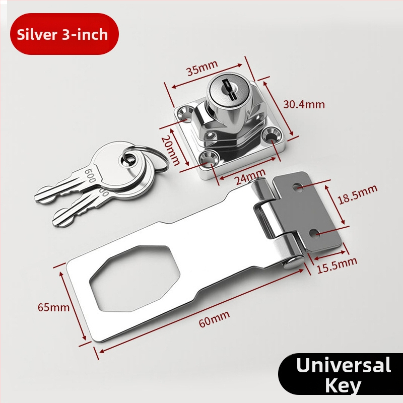 Ilma puurimiseta roostevabast terasest lukustusplaat lukustusega – sobib kappidele, sahtlitele ja liugustele ustele (vannituba)