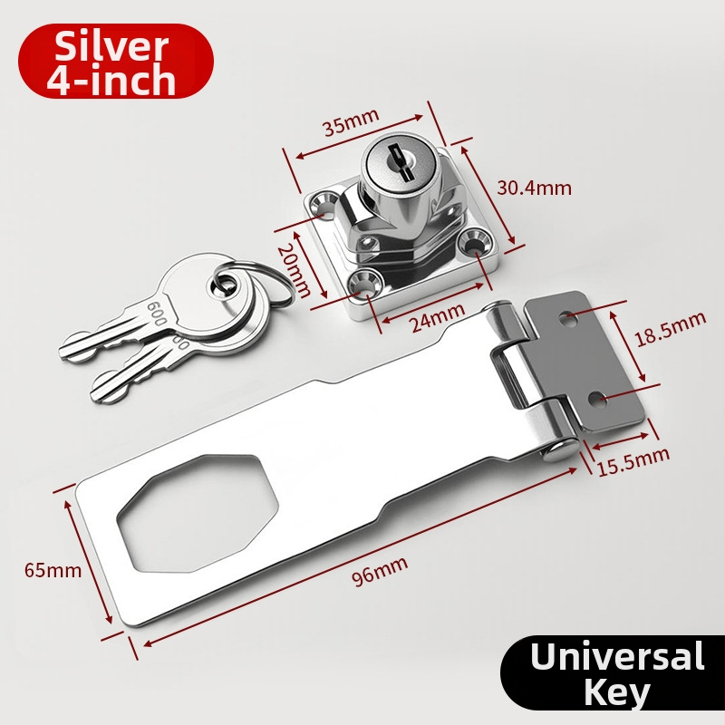 Ilma puurimiseta roostevabast terasest lukustusplaat lukustusega – sobib kappidele, sahtlitele ja liugustele ustele (vannituba)