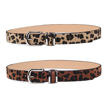 Ženski kaiš s leopard printom i dvostrukim prstenom - PU koža, kopča od cinkovog legura, kopča s pinom, širina 2-4 cm, elektroplatiranje
