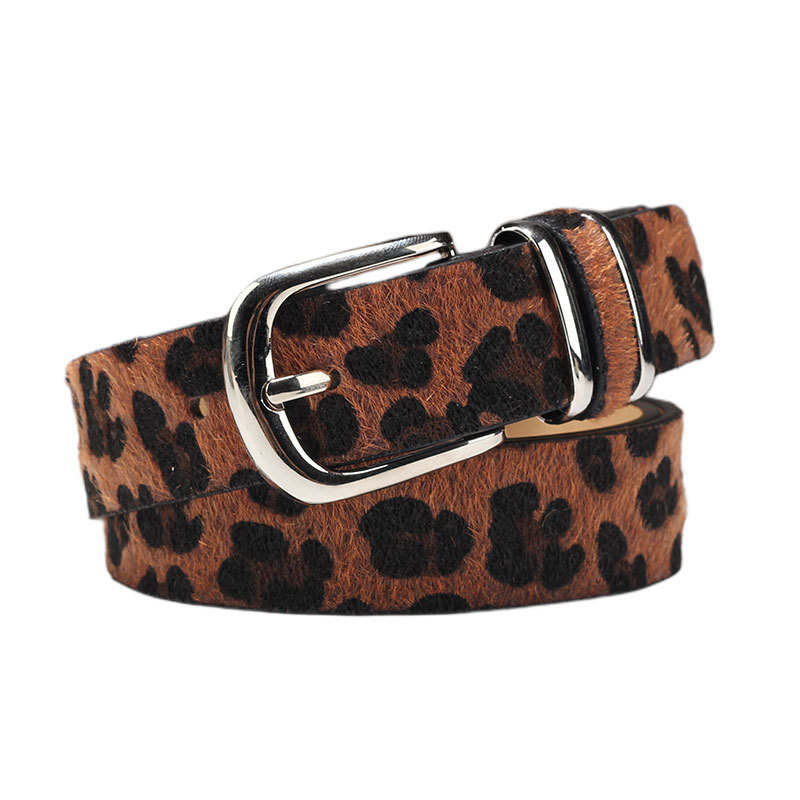Ženski kaiš s leopard printom i dvostrukim prstenom - PU koža, kopča od cinkovog legura, kopča s pinom, širina 2-4 cm, elektroplatiranje