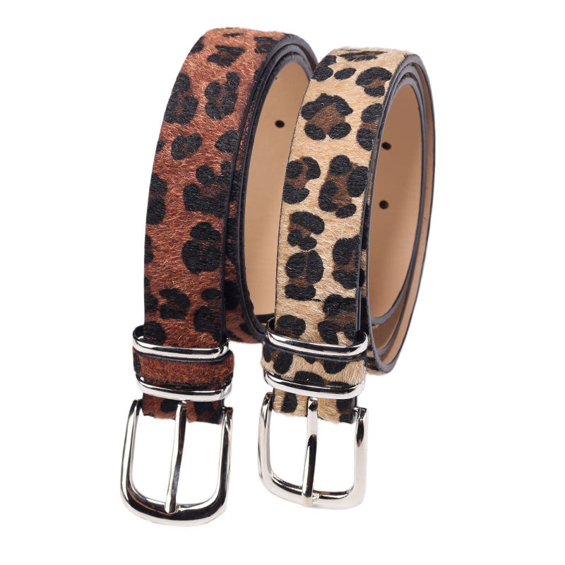 Ženski kaiš s leopard printom i dvostrukim prstenom - PU koža, kopča od cinkovog legura, kopča s pinom, širina 2-4 cm, elektroplatiranje