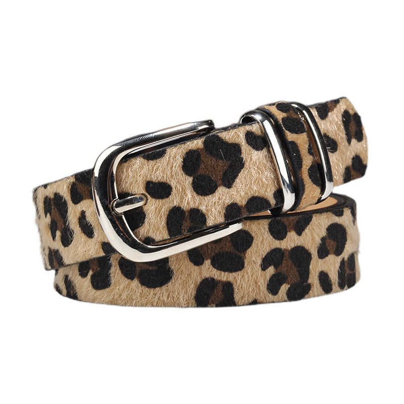 Ženski kaiš s leopard printom i dvostrukim prstenom - PU koža, kopča od cinkovog legura, kopča s pinom, širina 2-4 cm, elektroplatiranje